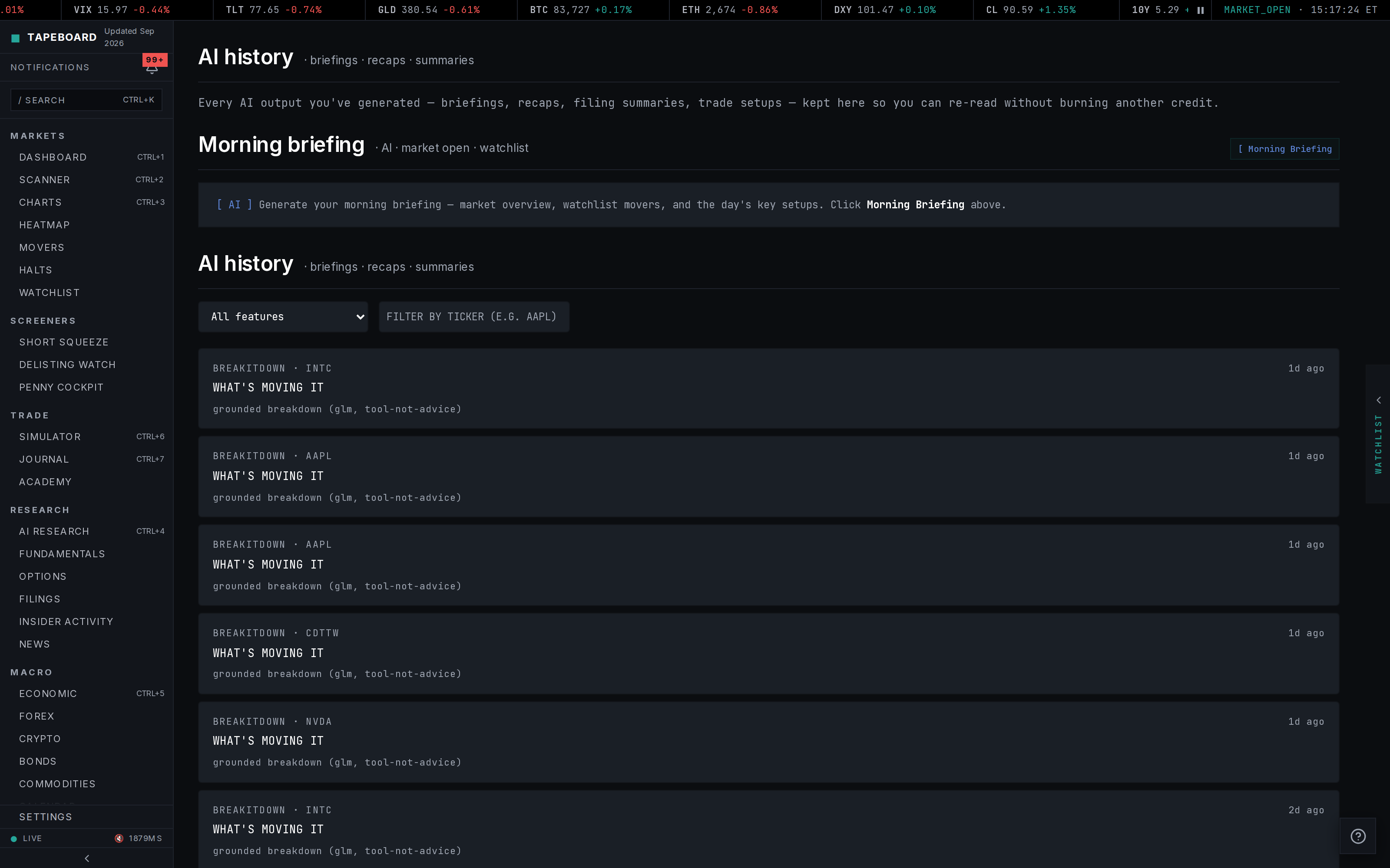 Saved AI briefings