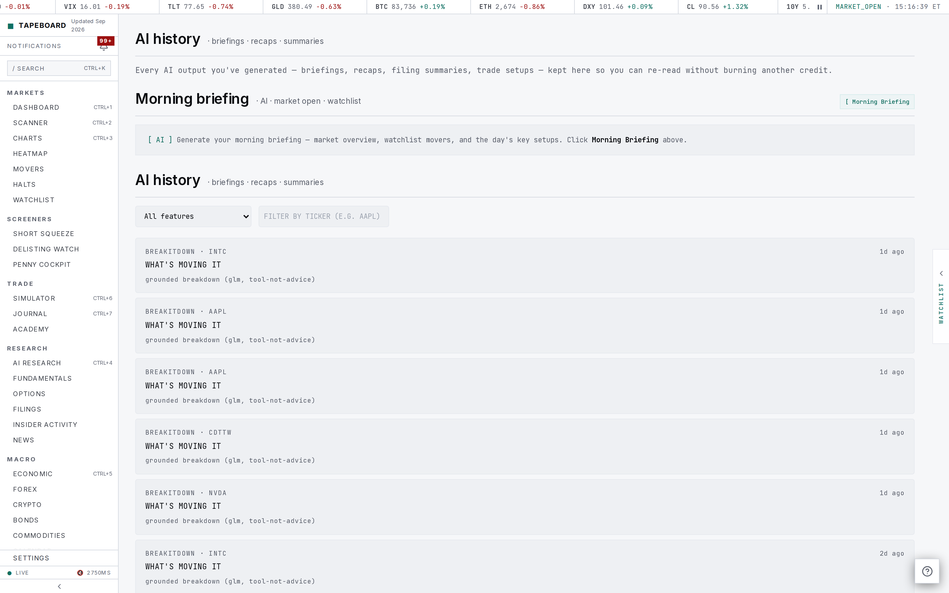 Saved AI briefings